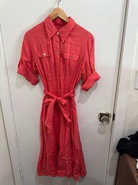 Jones New York Coral Button-Front Midi Shirt Dress